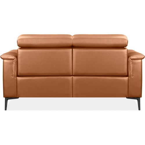 Lund-canapé 2 Places Avec 1 Fauteuil Inclinable Manuel En Pu Cognac