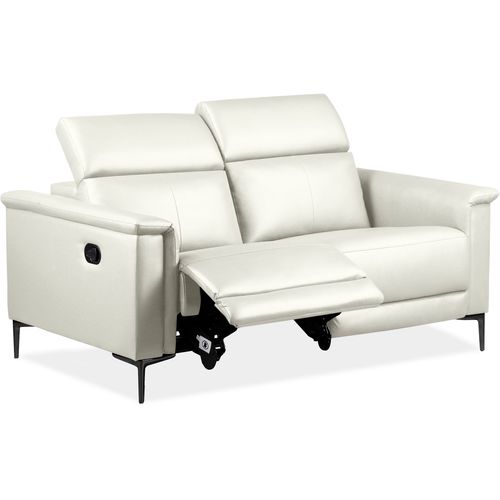 Lund-canapé 2 Places Avec 1 Fauteuil Inclinable Manuel En Pu Crème