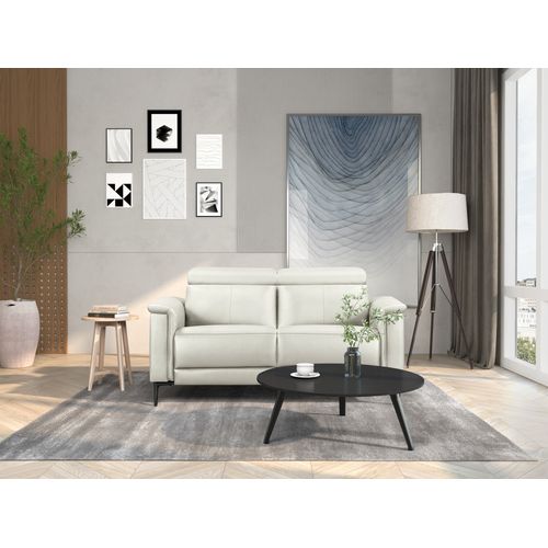 Lund-canapé 2 Places Avec 1 Fauteuil Inclinable Manuel En Pu Crème