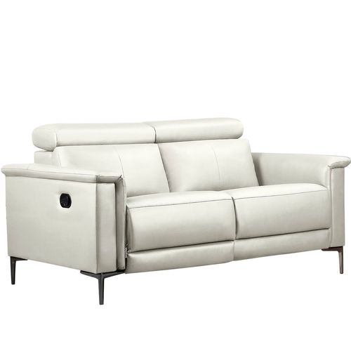 Lund-canapé 2 Places Avec 1 Fauteuil Inclinable Manuel En Pu Crème