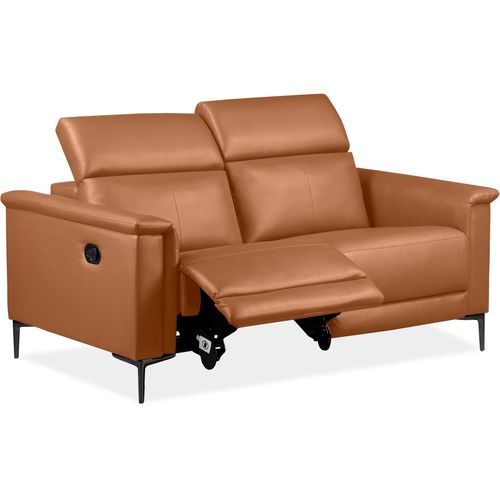 Lund-canapé 2 Places Avec 1 Fauteuil Inclinable Manuel En Pu Cognac