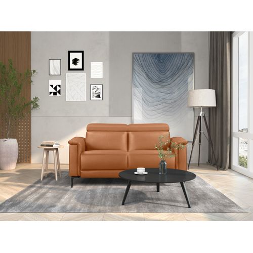 Lund-canapé 2 Places Avec 1 Fauteuil Inclinable Manuel En Pu Cognac