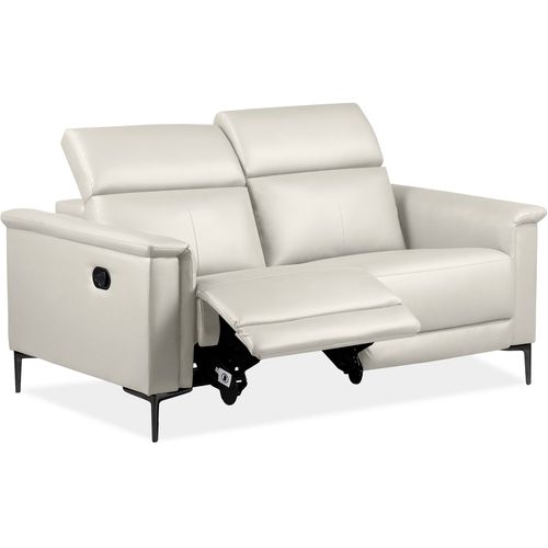 Lund-canapé 2 Places Avec 1 Fauteuil Inclinable Manuel En Pu Crème