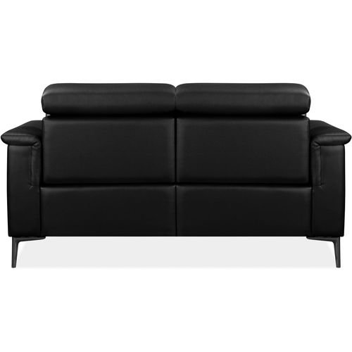 Lund-canapé 2 Places Avec 1 Fauteuil Inclinable Manuellement En Cuir Noir Pu