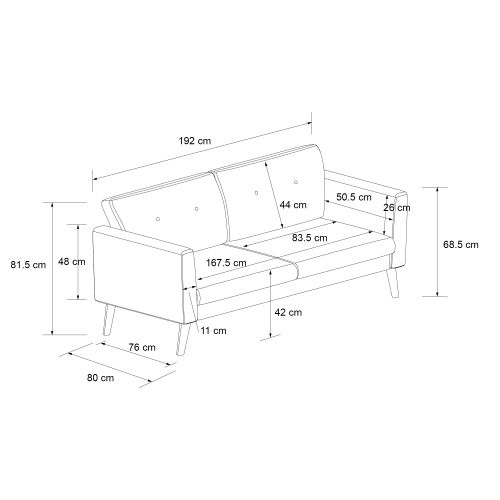 Gloria-canapé 3 Places Avec Velours Gris