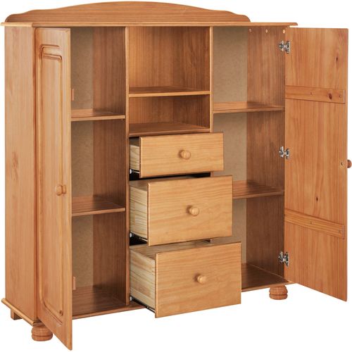 Mette-buffet Haut 2 Portes Et 3 Tiroirs En Pin Teinté/ciré