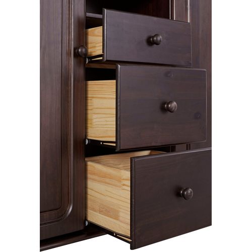 Mette-buffet Haut Avec 2 Portes Et 3 Tiroirs En Pin Marron