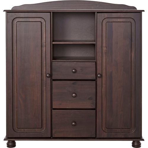 Mette-buffet Haut Avec 2 Portes Et 3 Tiroirs En Pin Marron
