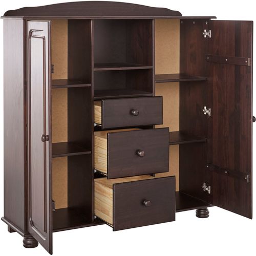 Mette-buffet Haut Avec 2 Portes Et 3 Tiroirs En Pin Marron
