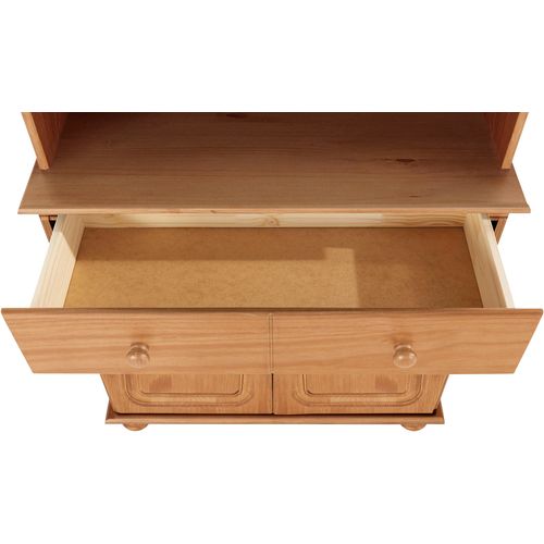 Mette - Buffet Avec 2 Portes, 2 Portes Vitrées Et 2 Tiroirs En Pin