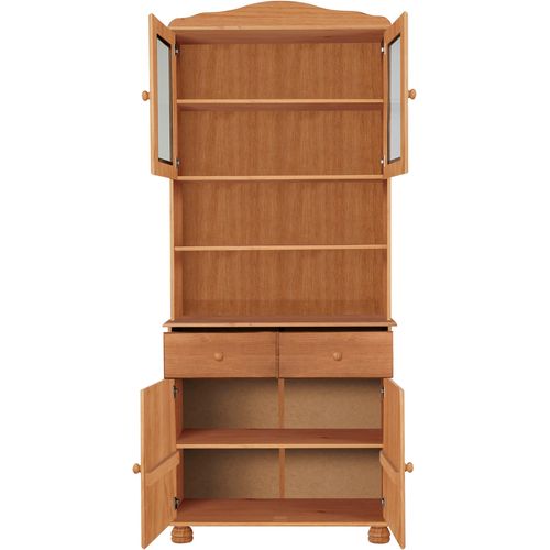 Mette - Buffet Avec 2 Portes, 2 Portes Vitrées Et 2 Tiroirs En Pin