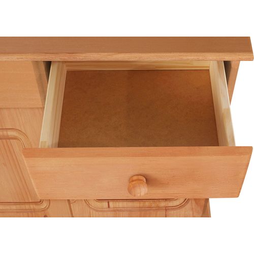 Mette - Buffet Avec 3 Portes, 2 Portes Vitrées Et 3 Tiroirs En Pin