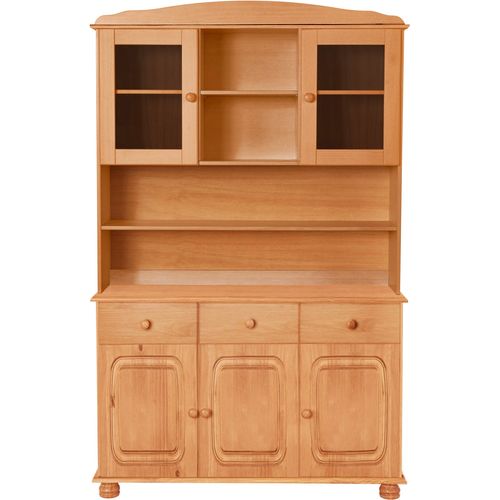 Mette - Buffet Avec 3 Portes, 2 Portes Vitrées Et 3 Tiroirs En Pin