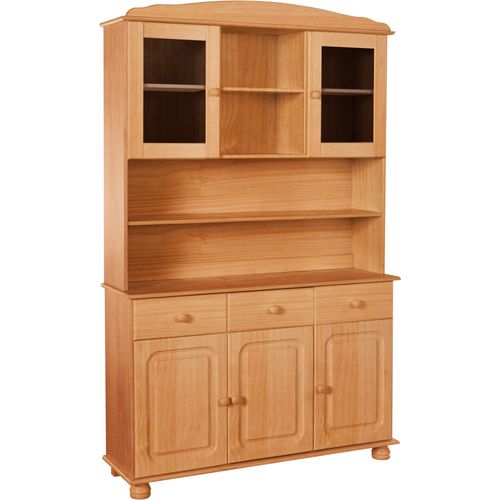 Mette - Buffet Avec 3 Portes, 2 Portes Vitrées Et 3 Tiroirs En Pin