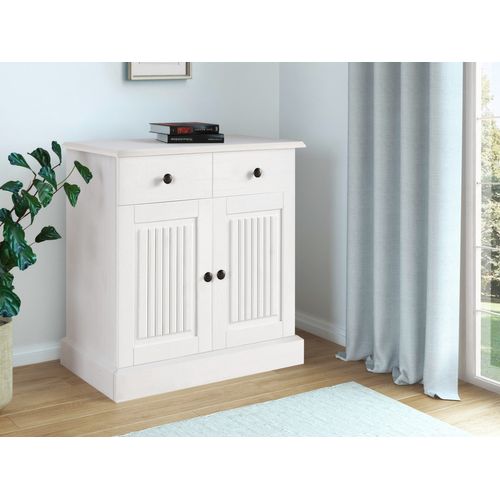 Mille - Buffet Avec 2 Portes Et 1 Tiroir En Pin Laqué Blanc