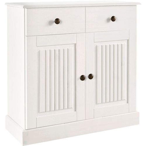 Mille - Buffet Avec 2 Portes Et 1 Tiroir En Pin Laqué Blanc