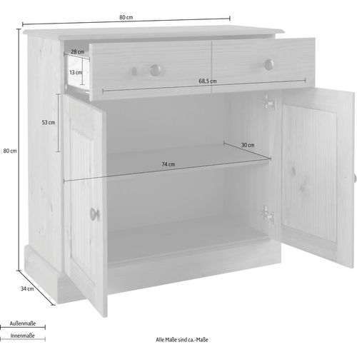 Mille - Buffet Avec 2 Portes Et 1 Tiroir En Pin Laqué Blanc