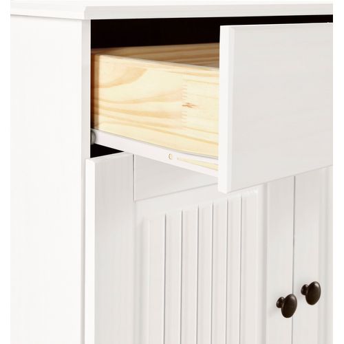 Mille - Buffet Avec 2 Portes Et 1 Tiroir En Pin Laqué Blanc