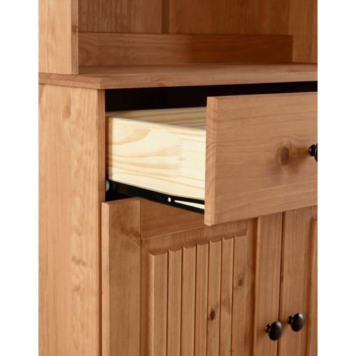 Mille - Buffet Avec 2+2 Portes Et 1 Tiroir En Pin, Ciré Teinté