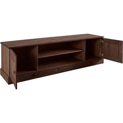 Mille - Meuble TV Avec 2 Portes En Pin Laqué Brun