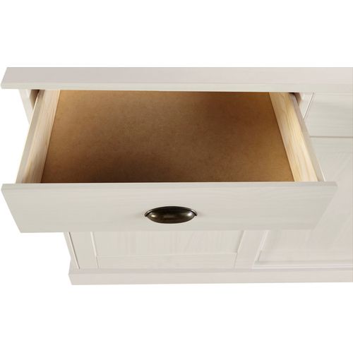 Harry - Buffet Avec 2 Portes Et 2 Tiroirs En Pin Laqué Blanc