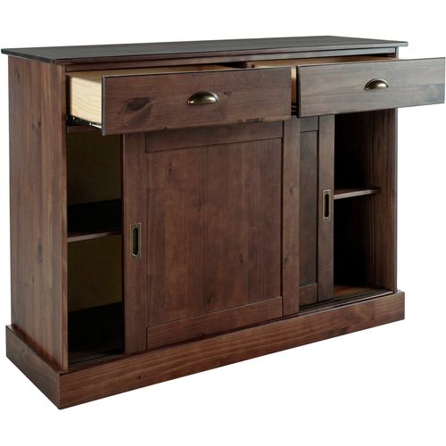 Harry - Buffet Avec 2 Portes Et 2 Tiroirs En Pin Laqué Marron