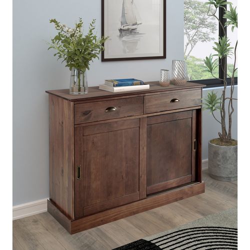 Harry - Buffet Avec 2 Portes Et 2 Tiroirs En Pin Laqué Marron