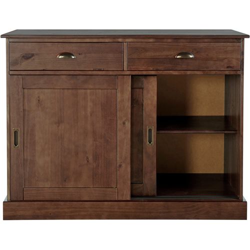 Harry - Buffet Avec 2 Portes Et 2 Tiroirs En Pin Laqué Marron