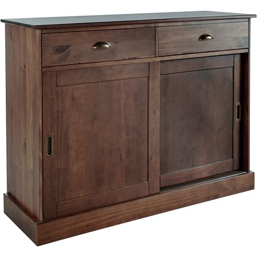 Harry - Buffet Avec 2 Portes Et 2 Tiroirs En Pin Laqué Marron
