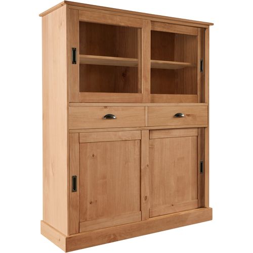 Harry - Buffet Avec 2 Portes Vitrées Et 2 Portes En Pin Naturel
