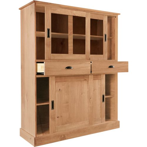 Harry - Buffet Avec 2 Portes Vitrées Et 2 Portes En Pin Naturel