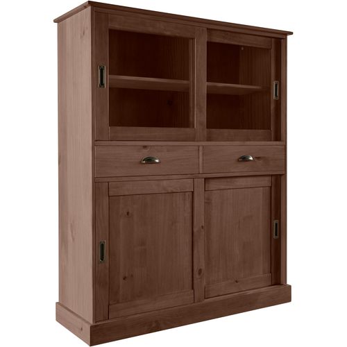 Harry - Buffet Avec 2 Portes Vitrées Et 2 Portes En Pin Marron