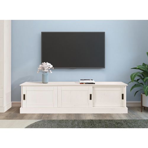 Harry - Meuble TV Avec 3 Portes En Pin Blanc