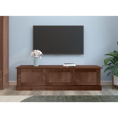 Harry - Meuble TV Avec 3 Portes En Pin Laqué Marron