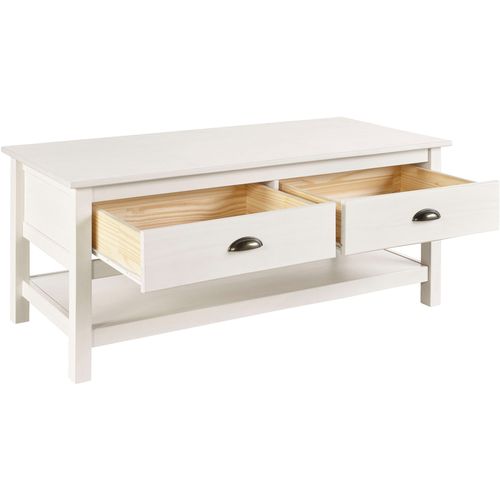 Harry-table Basse Avec 2 Tiroirs En Laque Blanche