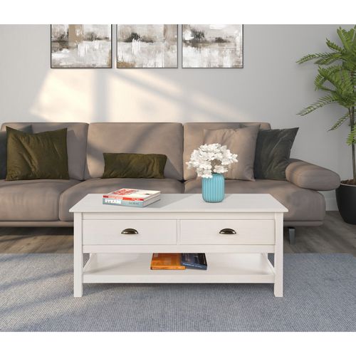 Harry-table Basse Avec 2 Tiroirs En Laque Blanche