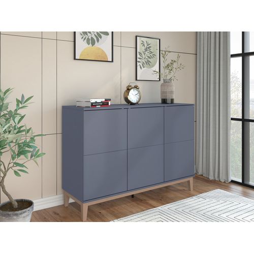 Pelle - Buffet Avec 3 Portes Effet Bois Gris