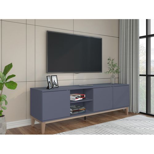 Pelle - Meuble TV Avec 3 Portes Gris