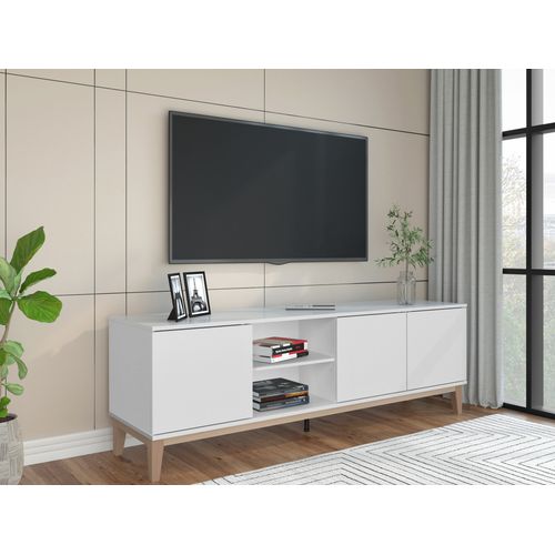 Pelle - Meuble TV Avec 3 Portes Blanc