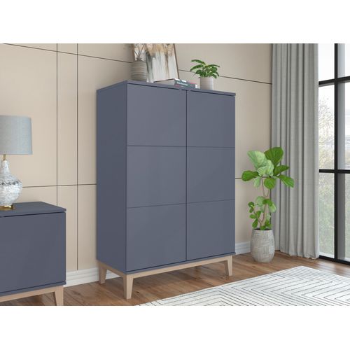 Pelle - Buffet Avec 2 Portes En Effet Bois Gris