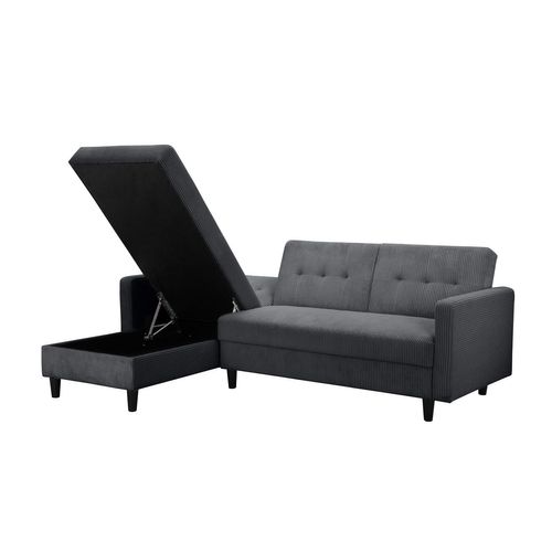 Hartford Ii - Canapé-lit 3 Places Avec Rangement En Tissu Anthracite