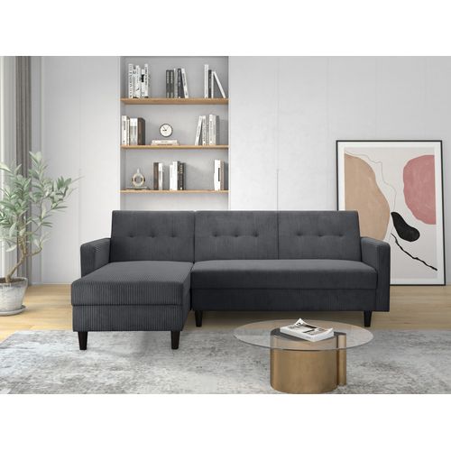 Hartford Ii - Canapé-lit 3 Places Avec Rangement En Tissu Anthracite