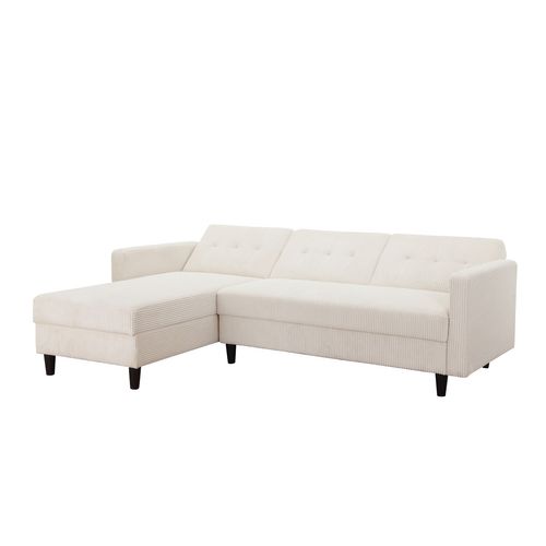 Hartford Ii - Canapé-lit 3 Places Avec Rangement En Tissu Crème