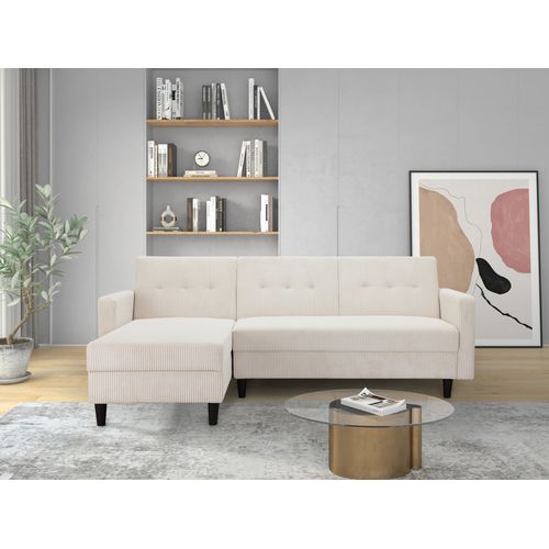 Hartford Ii - Canapé-lit 3 Places Avec Rangement En Tissu Crème