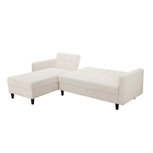Hartford Ii - Canapé-lit 3 Places Avec Rangement En Tissu Crème