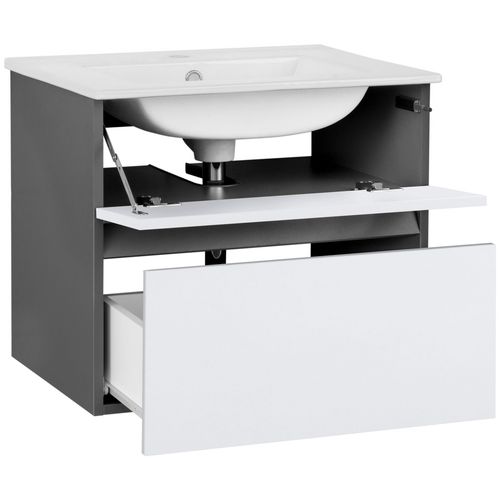 Wisla -meuble Sous-vasque Avec 1 Abattant Et 1 Tiroir En Blanc Anthracite