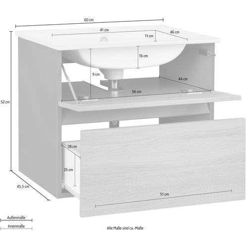 Wisla -meuble Sous-vasque Avec 1 Abattant Et 1 Tiroir En Blanc Anthracite