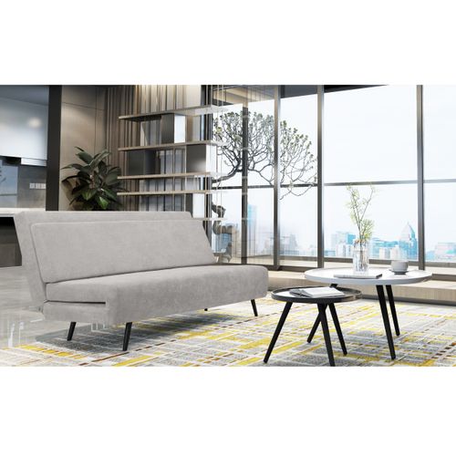Mallory-méridienne Canapé-lit 140 Cm En Tissu Gris Clair