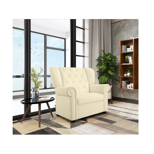 Lillyse - Fauteuil à Bascule Avec Fonction Pivotante En Velours Blanc Crème