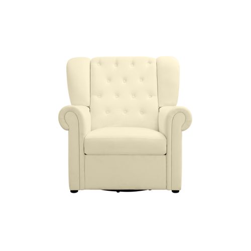 Lillyse - Fauteuil à Bascule Avec Fonction Pivotante En Velours Blanc Crème